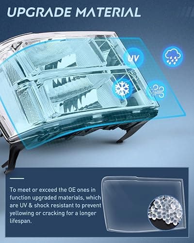 Nilight Headlight Assembly Compatible for 2007 2008-2013 GMC Sierra 1500 2008-2014 GMC Sierra 2500 HD 3500 HD Chrome Housing Clear Corner Clear Lens, Headlights Assembly Replacement thumbnail 6