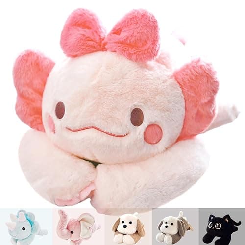 uoozii 20" | 4 Pounds Pink Axolotl Weighted Stuffed Animals with Unscented Microwave Heating Pad Inside, Cute Coolable Heatable Weighted Plush Warm Gift for Kids & Adults - Image 1