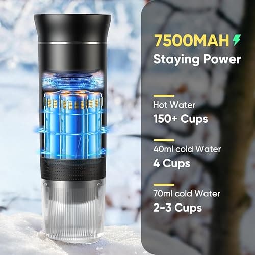 Portable Espresso Machine, Travel Coffee Machine for Camping, Car Self-Heating Coffee Maker with USB-C,Compatible With Ground Coffee & NS Capsules, Portable Espresso Maker for RV, Home, Hiking thumbnail 6