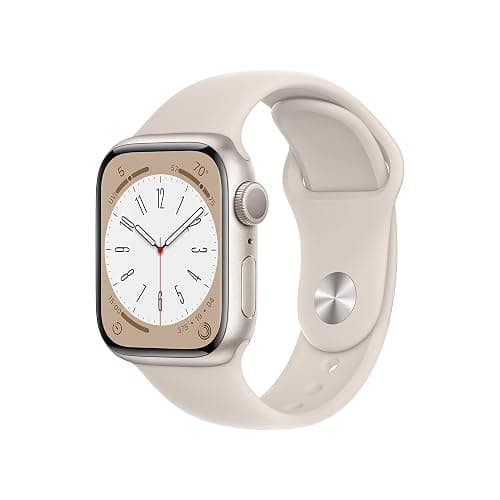 Apple Watch Series 8 [GPS, 41mm] - Starlight Aluminum Case with Starlight Sport Band, S/M (Renewed) - Image 1