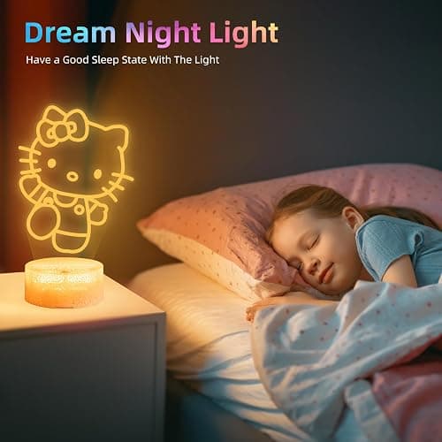 LOUHH Kitty Night Light, 3D LED 16 Color Intelligent Remote Control Lamp for Christmas Gifts Children's Room Decoration Holiday Gifts thumbnail 5