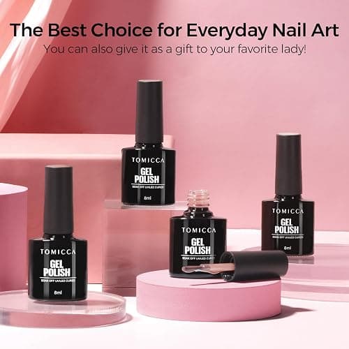 TOMICCA UV Nagellack Set, 4 Farben Milchig Weiß, Rosa Gel Nagellack Für UV Lampe Soak-Off UV/LED für Nagelstudio & DIY Home, 8ML thumbnail 7