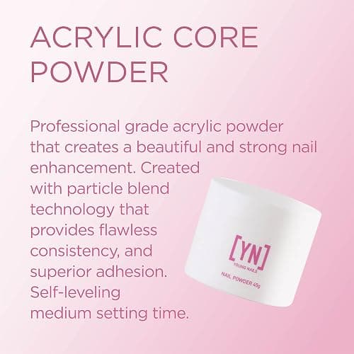 Young Nails Acrylic Core Powder - Self-Leveling Acrylic Nail Powder, Clear Nude Pink White Acrylic Powder for Nail Extenstion, Professional Grade, Superior Adhesion, Color - Clear, 45g - Clear - 45 Gram thumbnail 2