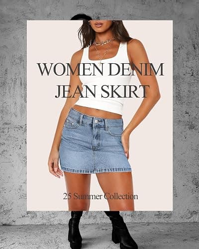 MONCCIZA Women’s Denim Jean Skirt Mini Y2K Low Waisted Casual Cute Skirts with Pockets thumbnail 2