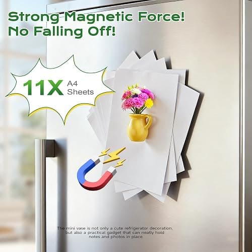Renmxj 8 Pcs Refrigerator Magnets - Cute Mini Ceramic Vase Fridge Magnets with Artificial Flowers, Funny Tiny Vase Magnet for Fridge Decorative, Office, Kitchen, Locker, Whiteboard thumbnail 5