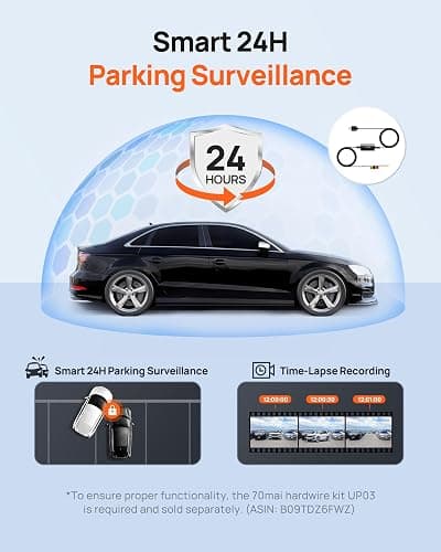 70mai Dash Cam M310, Dash Camera for Cars 1296P QHD, Smart Dash Cam Front Built in WiFi, 130° Wide-Angle FOV, WDR, Night Vision, iOS/Android Mobile App, Loop Recording, Parking Monitor, Time-Lapse thumbnail 5