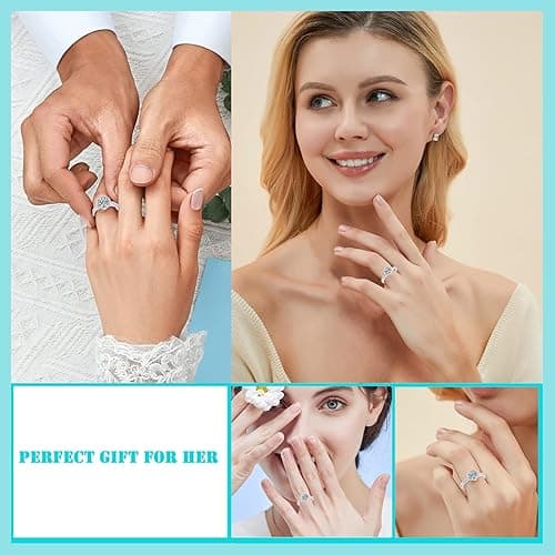 M&Ostyle 925Silver Moissanite Adjustable Engagement Ring, Promise Eternity Ring for Women,Wedding Rings,Jewelry Gift,Friendship Promise Fashion Jewelry Valentine Gifts for Women - flower thumbnail 2
