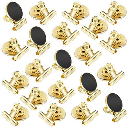 VNDUEEY 20 Pack Fridge Magnets Refrigerator Magnets, Magnetic Clips for Whiteboard, Clip with Magnet for Locker, Magnetic Paper Clip Dispenser Holder for Desk,Home, School, Office (Gold) - Gold - 20 Pack - Image 1
