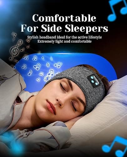Perytong Sleeping Headphones Bluetooth Headband, Soft Long Time Play Sleeping Headsets with Built in Speakers Perfect for Workout,Running,Yoga,Travel, Darkgray thumbnail 3