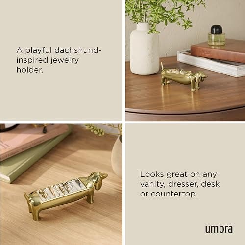 Umbra Dachsie Ring Holder - Gift for Weiner Dog Dachshund Doxie Lover - Jewelry Storage, Brass thumbnail 4