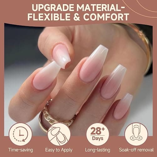 UNA GELLA Coffin Nails Tips, 216 PCS Soft Gel Nail Tips Coffin Half Matte Full Cover False Nails Pre-shaped Clear Acrylic Press on Nails Medium for Nail Extensions Home DIY Salon, 12 Sizes thumbnail 3