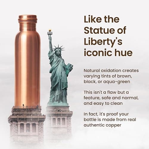 Otiem 100% Copper Water Bottle for Drinking Water, 34 Oz Smooth Finish – Stay Hydrated and Enjoy Ayurvedic Benefits – Leak-Proof, Temperature Retention, Eco-Friendly Design – Durable Copper Bottle thumbnail 4