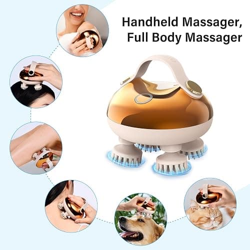 arboleaf Electric Scalp Massager, Waterproof Head Massager with Replacement Silicone Heads for Hair Growth, Handheld Massager for Head Body Relaxation, Stress Relief and Hair Care, Gifts for Women Men thumbnail 6