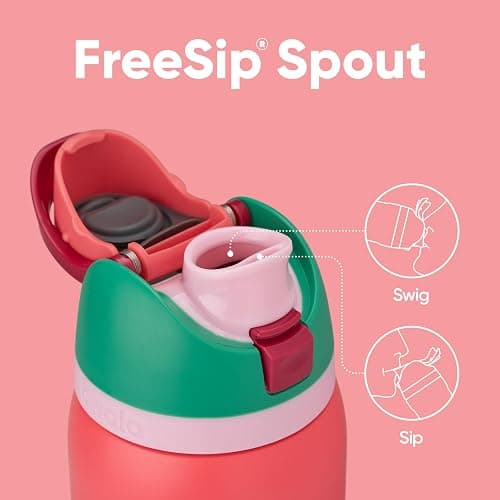 Owala FreeSip Insulated Stainless Steel Water Bottle with Straw for Sports, Travel, and School BPA-Free Sports Water Bottle, 32 oz, Strawberry Field thumbnail 2