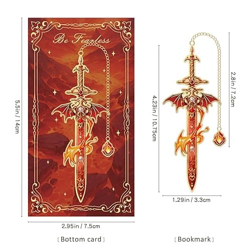 4pcs Fantasy Sword Bookmarks for Books, Journals, Planners - Cool Metal Book Markers for Reading Women & Men, Unique Book Marks Gifts for Book Lovers, Reading Accessories for Students & Adults & Kids - Sword thumbnail 3