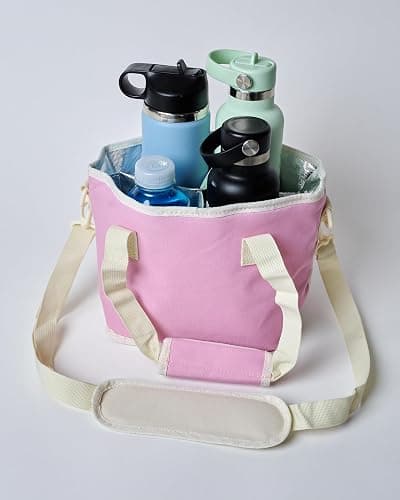 NoNa & Bee 4 Water Bottle Holder with Strap | Family Size 4 Compartment Drink Bag, Multiple Tumbler Carrier Caddy | Adjustable Fits Large & Small Drinks | Hands Free, Won't Tip Over in Car thumbnail 4
