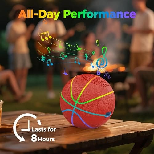Portable Bluetooth Speaker with LED Lights & Dynamic Bass - Wireless Basketball Speaker for Sports Fans, 8H Playtime, Beat Sync Light Show, IPX4 Splashproof - Ideal Gift for Kids, Teens, Adults thumbnail 4
