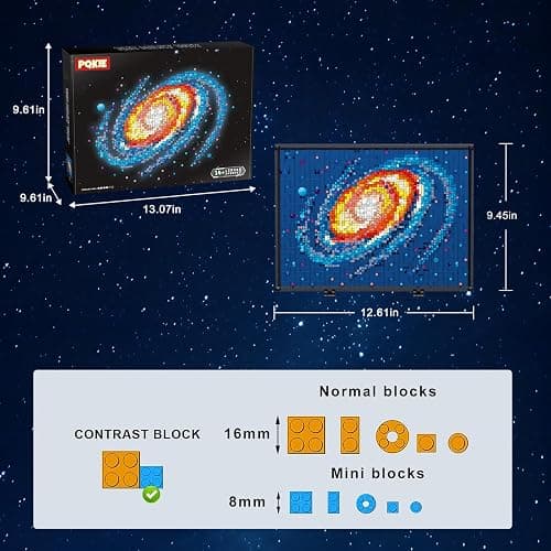 PQKIE The Milky Way Galaxy Micro Mini Building Set for Adults, 2438Pcs 3D Wall Art Building Toy for Home Office Decor, DIY Space Decor Kits with Display Stand,Creative Birthday Gift Toy for Kids Teens thumbnail 8