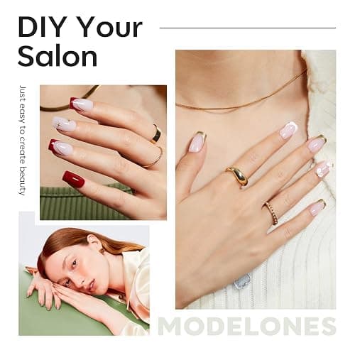 Modelones Short Square Fake Nail Tips - 510Pcs Gel Tips Pre-shaped Half Matte Full Cover Clear Acrylic Gel Kit False Press on Nails for Extension DIY Salon 15Sizes thumbnail 3