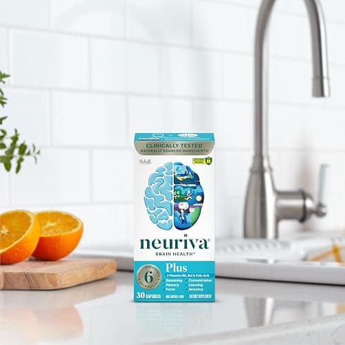 NEURIVA Plus Brain Supplements for Memory and Focus, Clinically Tested Nootropics Neurofactor and Phosphatidylserine, with Vitamin B12, Vitamin B6 and Folic Acid, 30 Count Capsules | Brian Supplements for Memory and Focus, Phosphatidylserine, Vitamin B12, Vitamin B6, Neurofactor, Decaffeinated Nootropic thumbnail 17