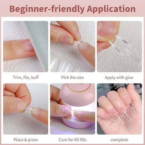 Cycullinyt 600pcs Sculpted Medium Stiletto Soft Gel Nail Tips, Professional False Nail Tips with Box - 14 Sizes Full Cover Clear Acrylic Press On Fake Nails for Extension Manicure Salon DIY at Home thumbnail 5