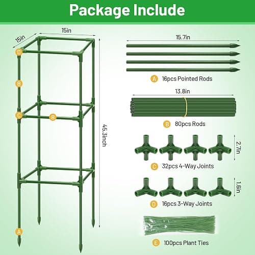 Legigo 4 Pack Square Tomato Cages- 45 Inch Heavy Duty Tomato Trellis for Climbing Plants Outdoor, Tomato Plant Support Stakes Cage Garden Trellis for Garden Raised Garden Bed Cucumbers Vegetables thumbnail 4