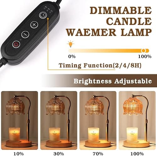 Funistree Christmas Birthday Gifts for Women, Candle Warmer Lamp with Timer & Height Adjustable, House Warming Gift for New Home Essentials, Gift for Mom Her Grandma, Flower Candle Warming Lamp thumbnail 3
