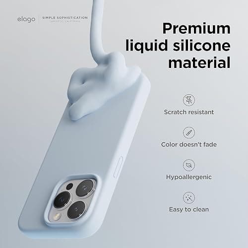elago Compatible with iPhone 15 Pro Case, Liquid Silicone Case, Full Body Protective Cover, Shockproof, Slim Phone Case, Anti-Scratch Soft Microfiber Lining, 6.1 inch (Light Blue) thumbnail 3