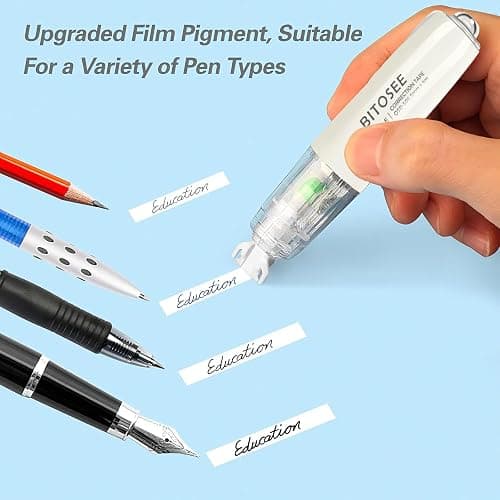 BITOSEE Refillable Retractable Quick Dry White Correction Tape,Mini Small Aesthetic Cute Correction Tape, with Easy to Use Kawaii Pen Shaped Applicator,for School Office Supplies thumbnail 7