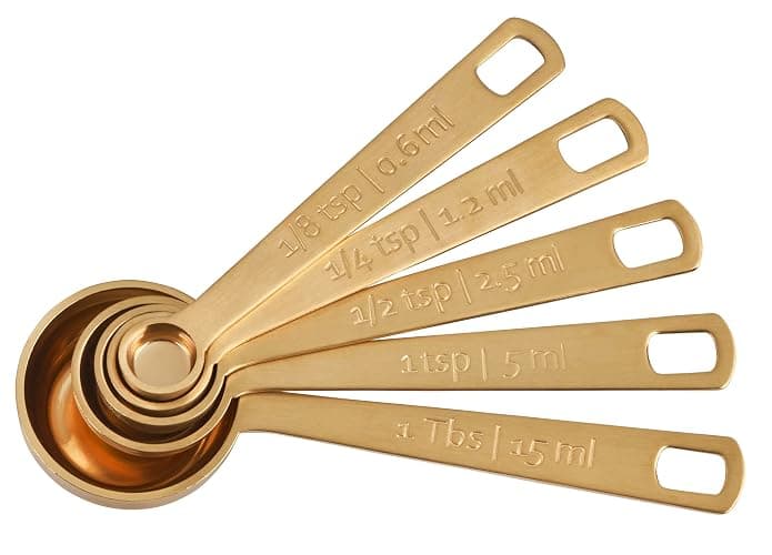 Le Creuset Measuring Spoons, Gold, Set of 5 (1/8,1/4,1/2,1Tsp,1Tb) - Image 1