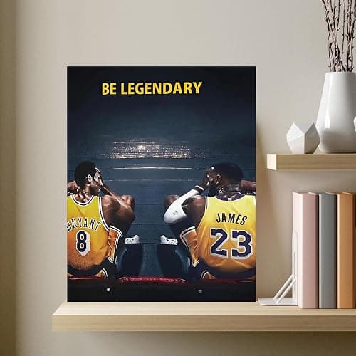 Kobe Bryant and LeBron James Canvas Wall Art Print Poster, Be Legendary Inspirational Sports Picture Artwork, Motivational Mamba Mentality Wall Decor for Home Office Gym Living Room, Framed 11x14inch thumbnail 8