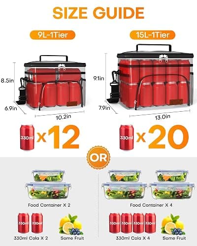 HOTOR Insulated Lunch Box for Men & Women - Leak-Proof Cooler Lunch Bag with 4 Pockets, Adjustable Strap, Ideal for Work, Picnic, Travel - Medium, Light Pink, 10.2"×6.9"×8.5" thumbnail 2