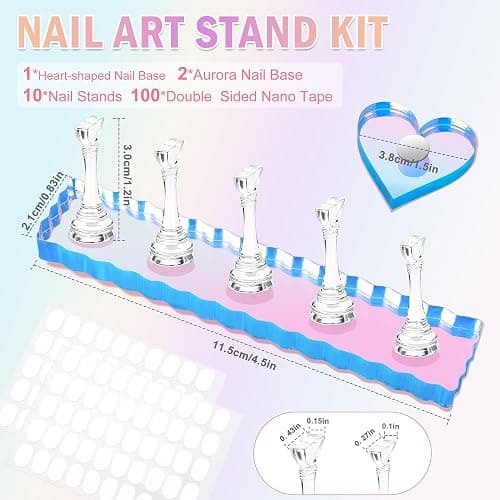 BAGTeck Nail Stand for Press Ons, Nail Holder for Painting Nails, Press on Nail Holder, 1 Heart Shaped Acrylic Magnetic Nail Stands for Nail Art with Double-sided Tape Home Salon DIY Display Supplies thumbnail 2