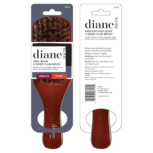 Diane Premium 100% Boar Bristle 2-Sided Club Brush for Men and Barbers, Medium and Firm Bristles for Thick Coarse Hair, Detangling, Smoothing thumbnail 6