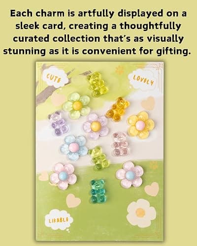 COYWX Cute Shoes Charms for Girls and Women - Beach Cute Cartoon Shoe Charms with Flower & Gummy Bear Designs, Perfect for Party, Birthday Gifts, Beach Outings and Daily Wear thumbnail 2