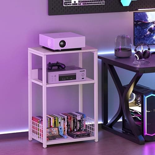 LELELINKY Large White Record Player Stand, 3 Tier 18" Wide Big End Table with Vinyl Storage Up to 130 Albums, Industrial Turntable Printer Tables, Modern Side Tables for Living Room, Bedroom, Office thumbnail 6