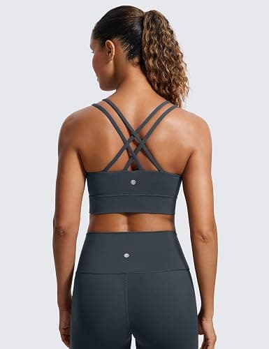 CRZ YOGA Softness Mold Womens Butterluxe Strappy Longline Sports Bra - Double Spaghetti Strap Workout Yoga Crop Top Athletic thumbnail 2