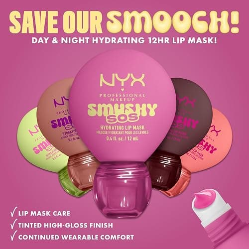 NYX Professional Makeup Smushy SOS, Hydrating Lip Mask, 12HR Hydration, Glossy Shine, Shade: Guava Glaze (Pink) thumbnail 7