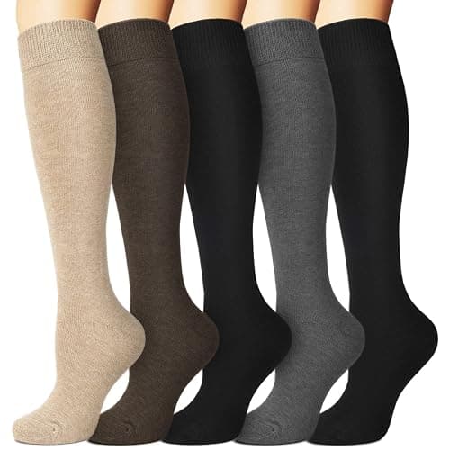 we fleece 5 Pairs Warm Knee High Socks for Women-Thermal Cotton Socks for Hiking,Work,Winter,Gifts - Image 1