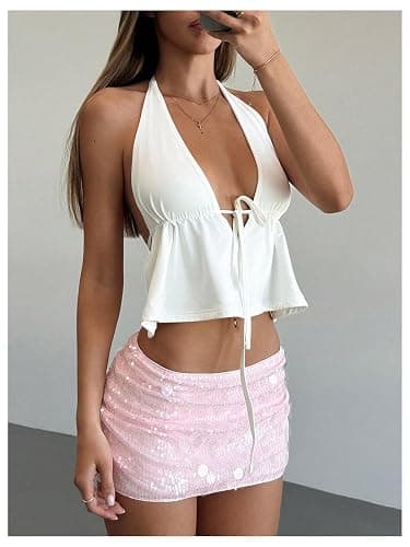 Floerns Women's Sequin Low Waist Mini Skorts Music Festival Night Out Skirt Shorts thumbnail 6