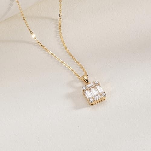 Luxval Diamond Pendant Gold Necklace for Women，Dainty 18k Gold Plated Choker Necklaces Simple Gold Jewelry Gifts for Women Girls thumbnail 3
