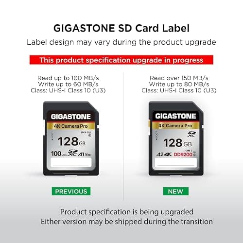 【5-Years Data Recovery】GIGASTONE 128GB SD Card, SDXC Memory Card, 4K UHD | 150MB/s Read, 4K Camera Pro, UHS-I A1 V30 U3 Class 10 Compatible with Digital Camera, Full-Sized SD Card, with 1 Mini Case thumbnail 3