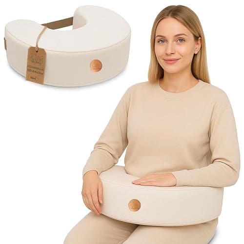 Stillkissen XXL Lagerungskissen für Baby Stillen Nursing Pillow - Schwangerschaftskissen Stillmond Breastfeeding Mond und Kinder Stillhörnchen mit Memory Foam Beige - Image 1