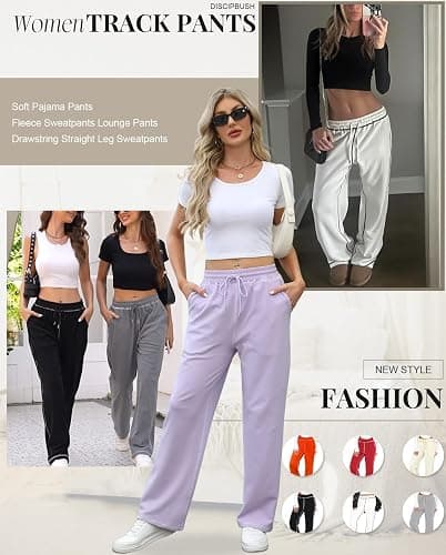 DISCIPBUSH Track Pants Women Sweatpants Soft Jogging Straight Pajama Sweats Wide Leg Sweatpants Women Lounge Pants Joggers thumbnail 6