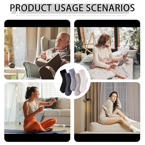 6 Pairs Fuzzy Socks, Fluffy Socks Womens Warm Plush Home Sleeping Sock Ladies Fluffy Sock For Women Slipper Warm Thick Cosy Plush Winter Gift thumbnail 4