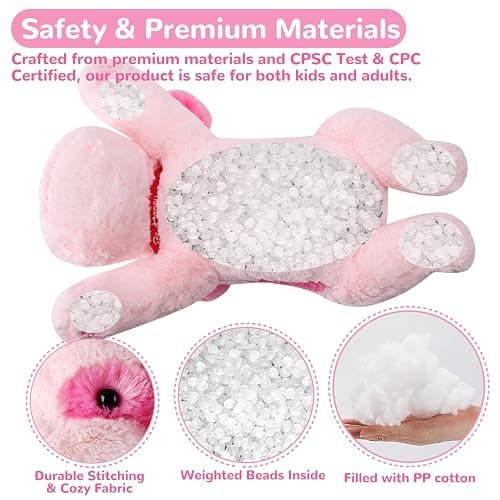 meowtastic Pink Dog Weighted Stuffed Animals - 22 Inch 4.5 Pounds Weighted Plush Dog Stuffed Animals - Big Stuffed Dog Plush Pillow - Cute Plush Toys Gifts for Kids & Adults (22" 4.5 lbs) thumbnail 5