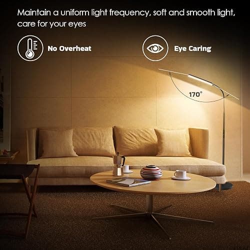 Dimunt LED Floor Lamp, Bright 15W Floor Lamps for Living Room with 1H Timer, Stepless Adjustable 3000K-6000K Colors & Brightness Standing Lamp with Remote & Touch Control Reading Floor Lamps thumbnail 5