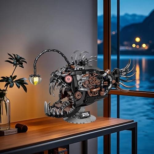 PIVONAX Mechanical Angler Fish Building Block Set - STEM Toys for Boys & Girls 8-14+, Deep Sea Ocean Creature Kit, Home/Office Decor with Light, Great Gift for Kids & Adults(1038+Pieces) thumbnail 6