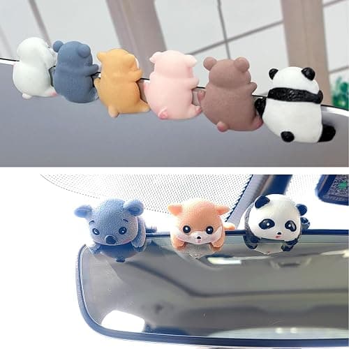6PCS Car Navigator Screen Ornaments,Cute Animal Rear View Mirror Accessories, Funny Car Display Decoration, Car Accessories Interior for Women/Men Computer Monitor Decor,for Women Funny Gifts thumbnail 5