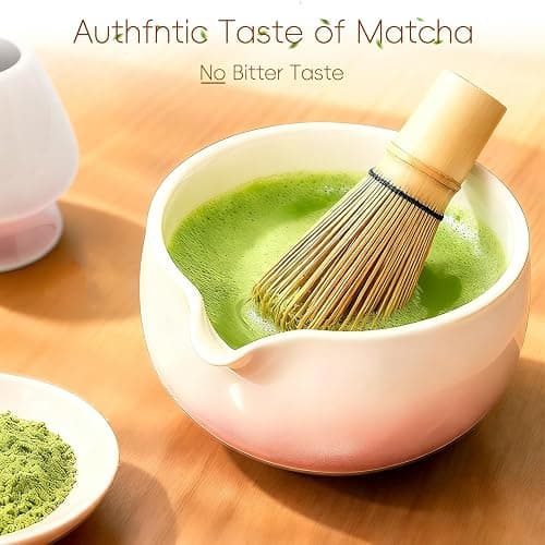 HUSHHAVN Matcha Whisk Set, Ceramic Matcha Set Includes Bowl & Holder, Bamboo Whisk (Chasen), Scoop, Spoon and Sifter, 6PCS Matcha Kit Covers Everything Needed for Making Matcha (Pink) thumbnail 3